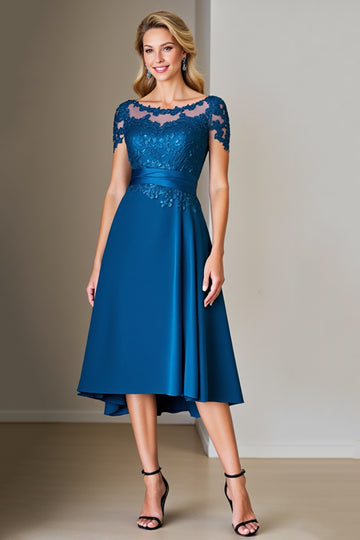 Blue A Line Mother of the Bride Dress with Appliques
